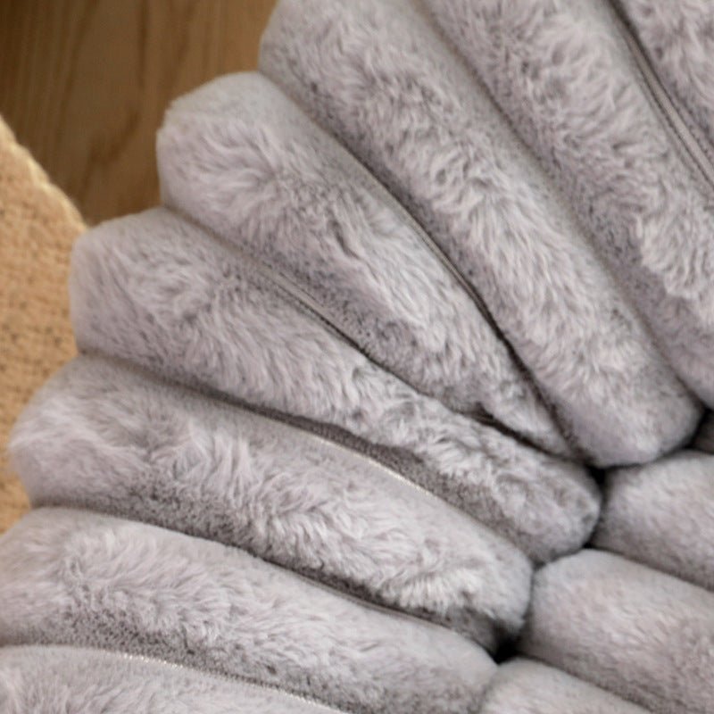 Plush Ribbed Round Pet Bed - Coral