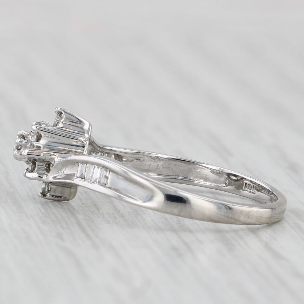 0.24ctw Diamond Cluster Bypass Engagement Ring 10k White Gold Size 7