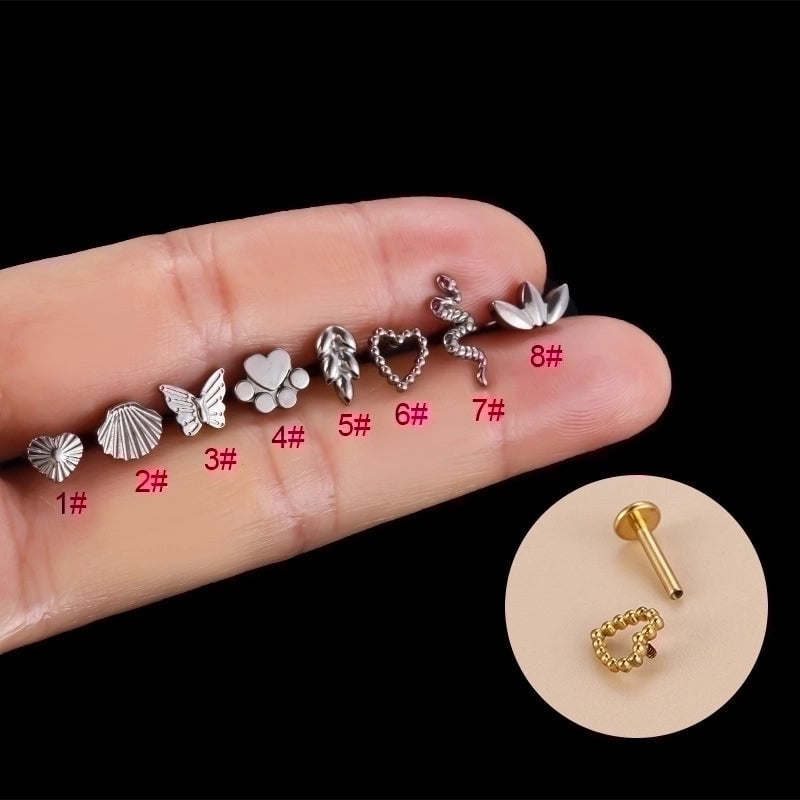 1 Piece Lip Rings Fashion Heart Shape Pure Titanium Plating