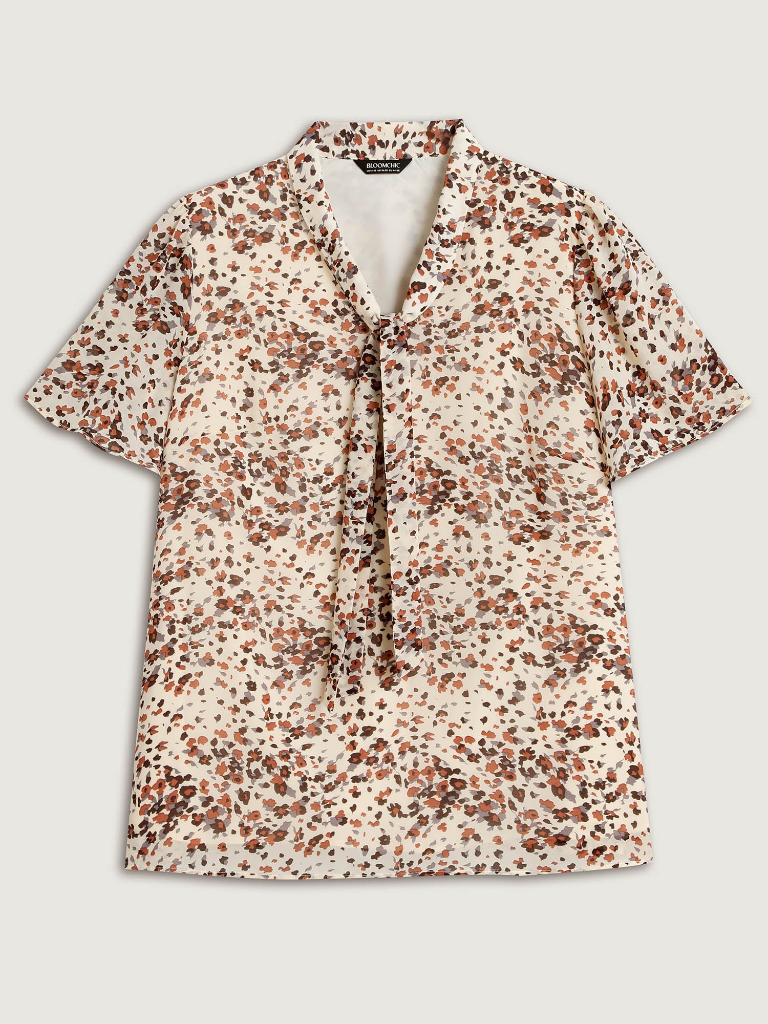 Leopard Print Ribbon Collar Blouse