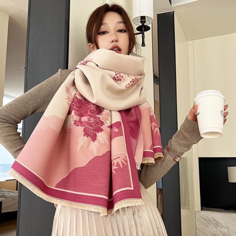 Women's Minimalist Classic Style Flower Polyester Scarf