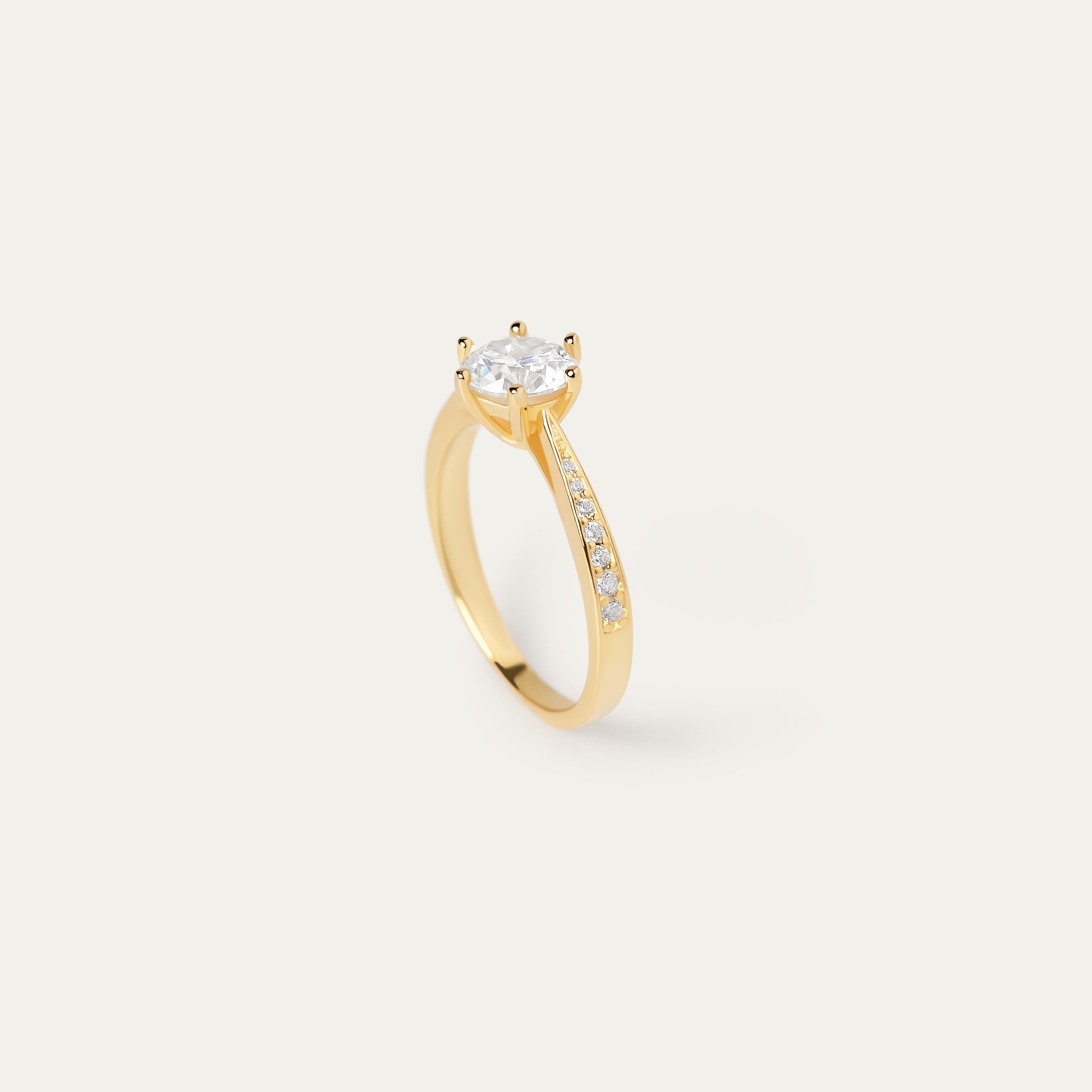 Shar 1.0ct Moissanite Ring (18K Gold Vermeil. Size 8)
