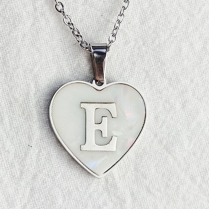 Cute Sweet Letter Titanium Steel Plating Inlay Shell Pendant Necklace