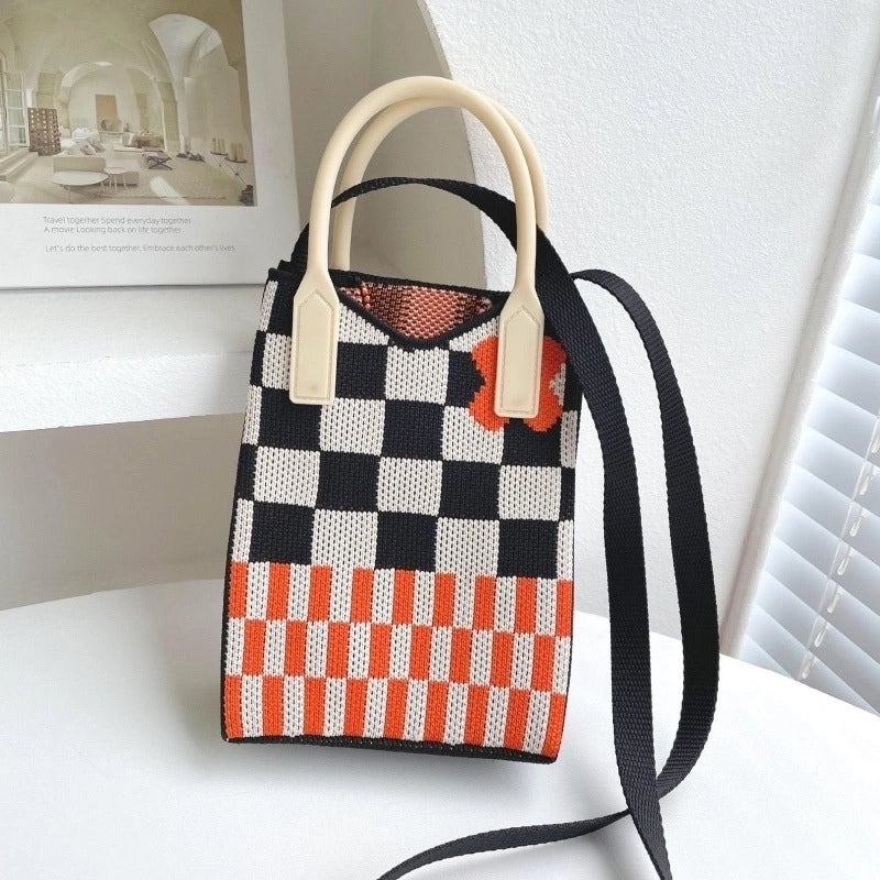 Women's Small Polyester Stripe Plaid Flower Vintage Style Open Crossbody Bag