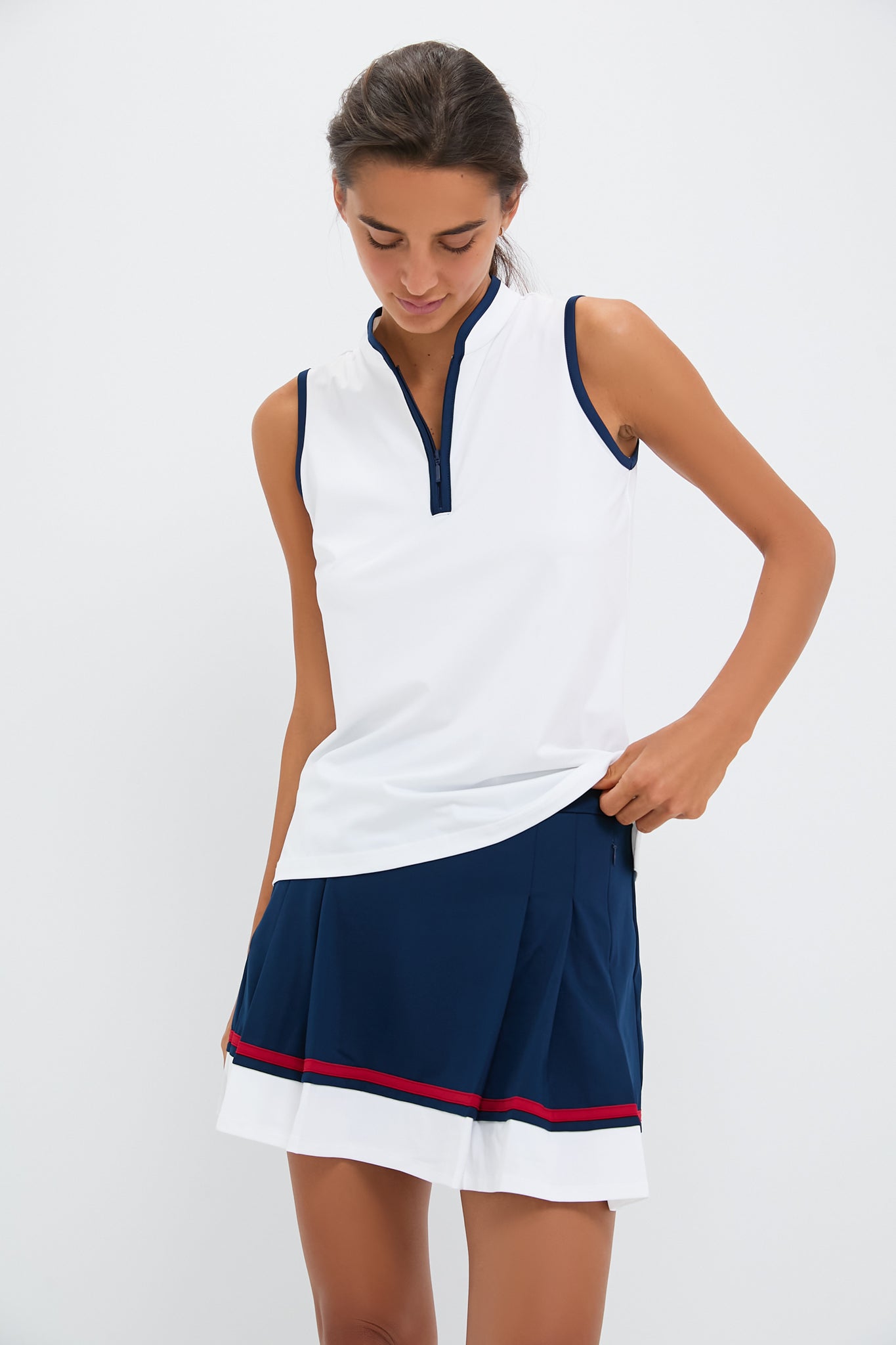 White Sleeveless Connors Mock Neck