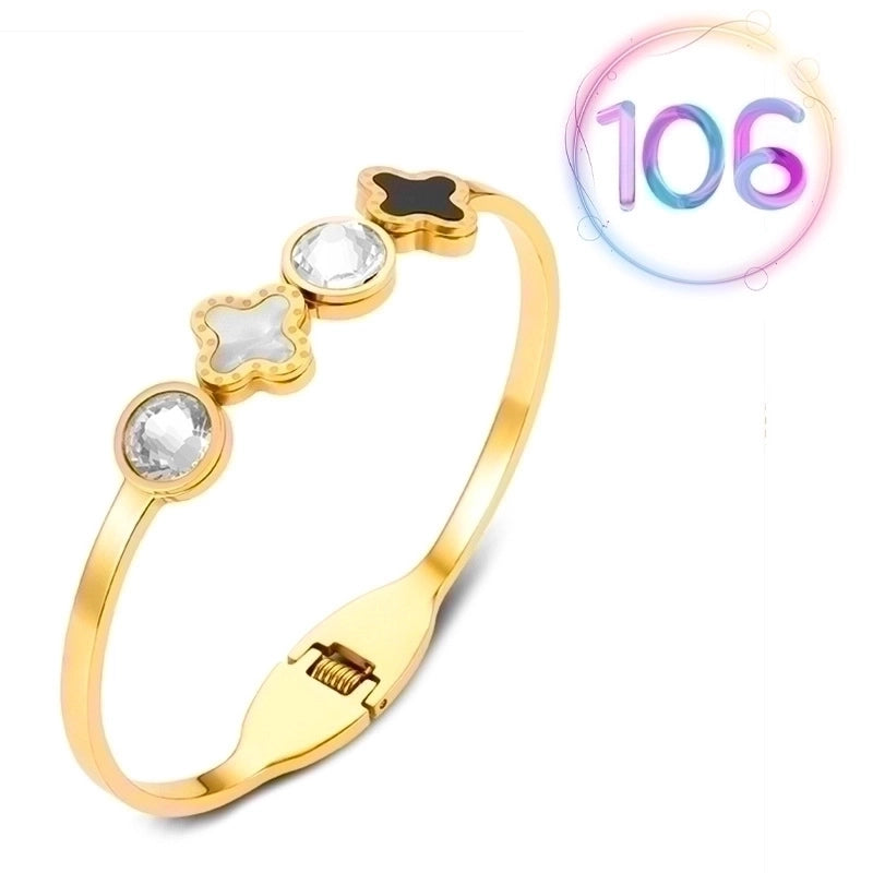 2 Pieces Fashion Geometric Stainless Steel Plating Zircon Bangle