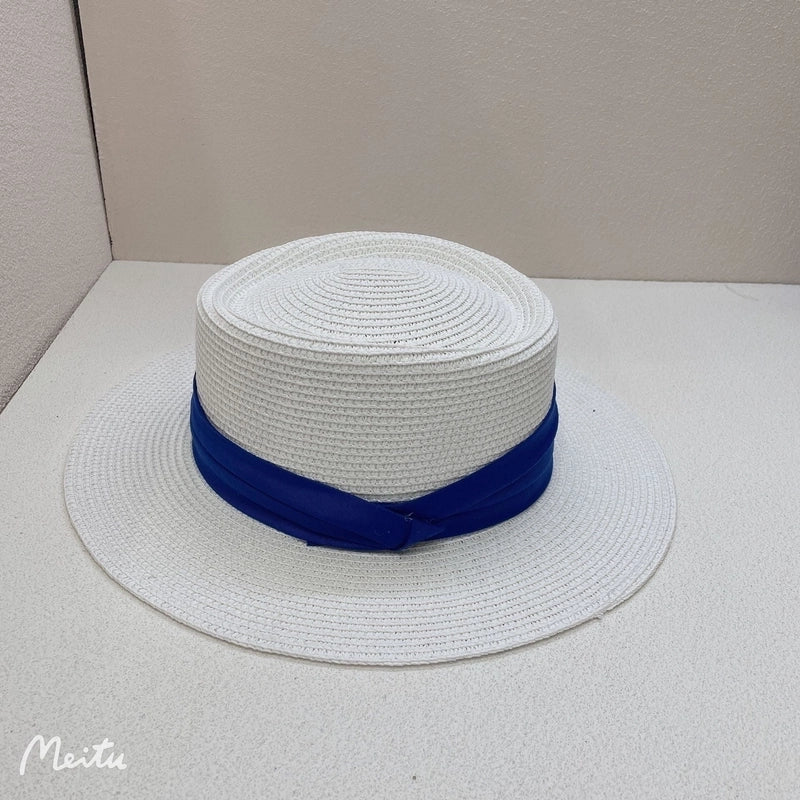 Women's Vacation Solid Color Flat Eaves Straw Hat