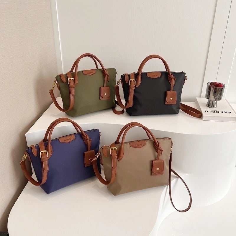 Women's Oxford Cloth Solid Color Elegant Square Zipper Handbag