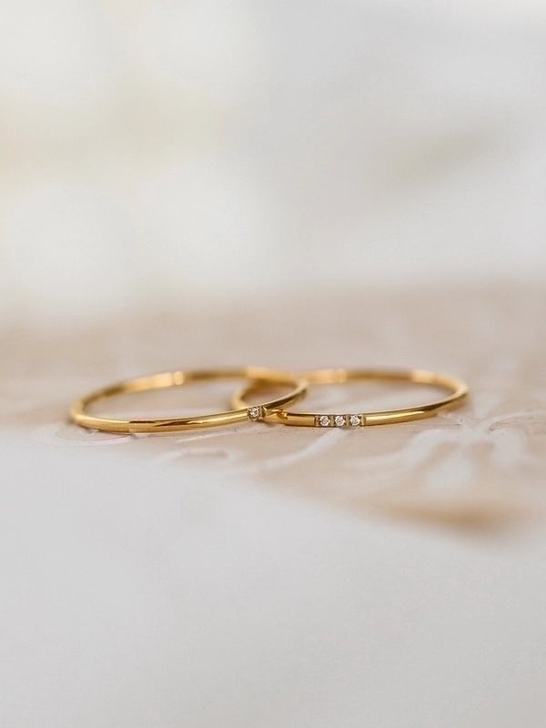 Minimalist Geometric Titanium Steel Plating Metal Artificial Rhinestones Rings 1 Piece