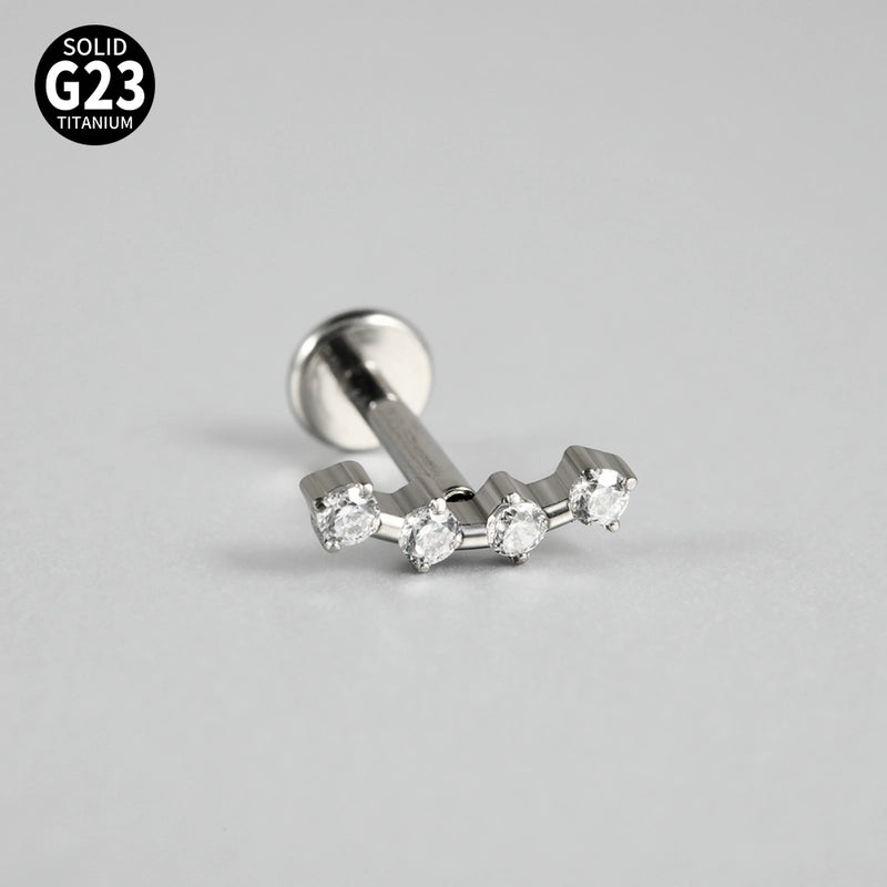1 Piece Ear Cartilage Rings & Studs Casual Hip-Hop Snake Butterfly G23 Titanium Alloy Inlay Zircon 18K Gold Plated Lip Rings Ear Cartilage Rings & Studs