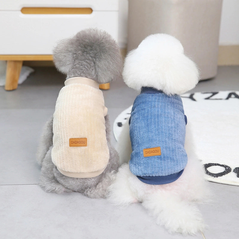 Pet Clothing Dog Clothes Autumn And Winter New Pet Clothes Two-Leg Fleece 21 Vertical Fleece Korean Style Fleece