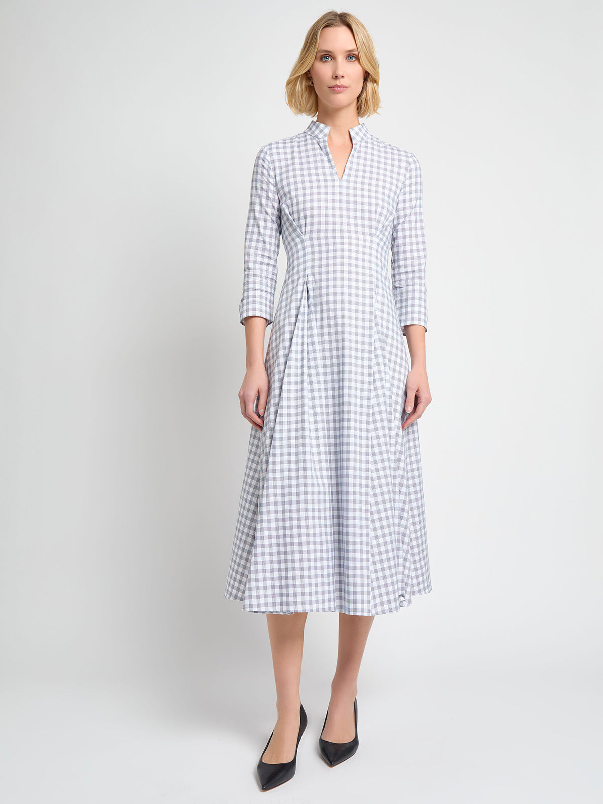 Fit & Flare Plaid Sleeve Cotton Maxi Dress - True Fit