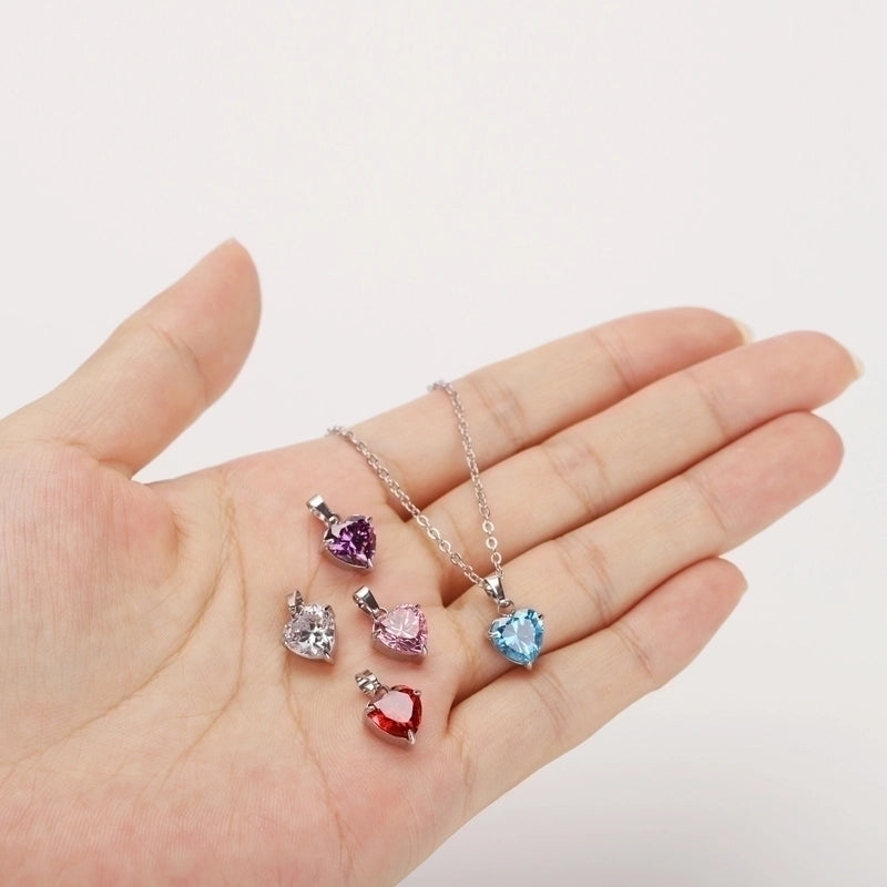 304 Stainless Steel 316 Stainless Steel  Minimalist Classic Style Inlay Heart Shape Zircon Pendant Necklace
