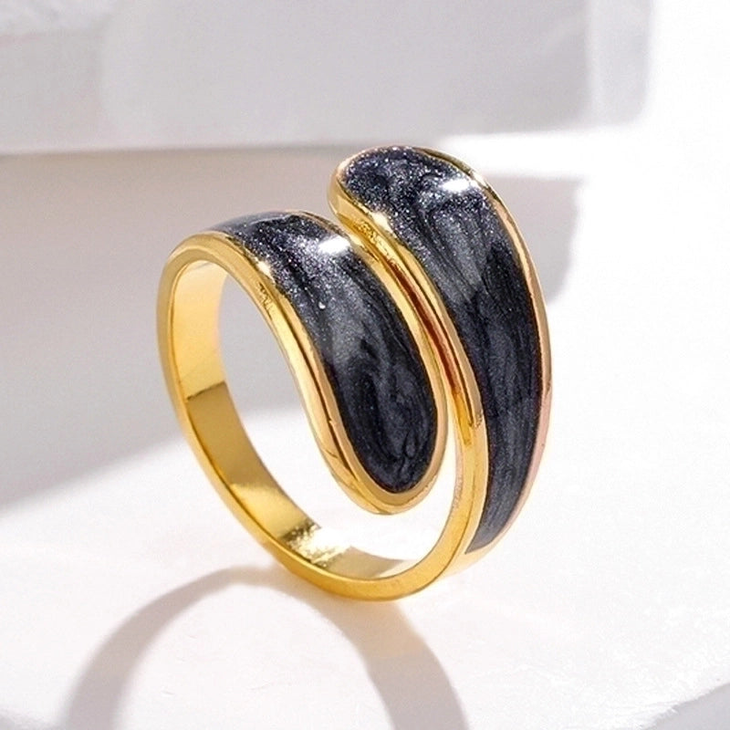 304 Stainless Steel 18K Gold Plated Elegant Retro Plating Geometric Leaf Heart Shape Open Rings