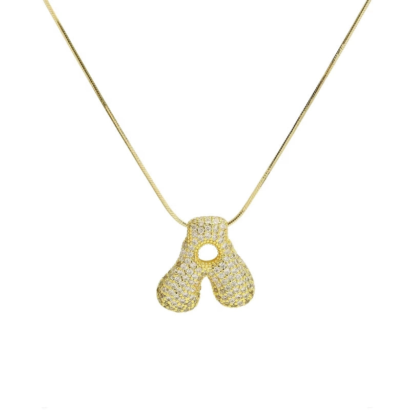 Minimalist Classic Style Letter Copper Plating 18K Gold Plated Pendant Necklace