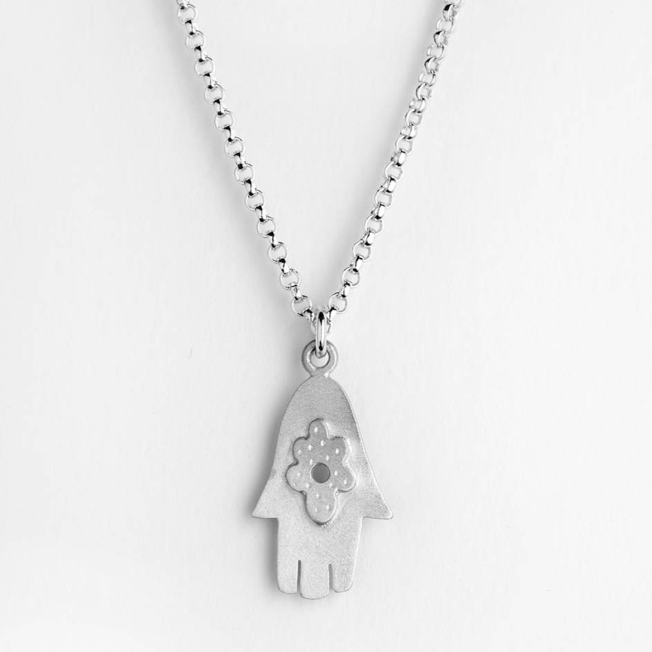 Flower Hamsa Necklace - Small or Medium