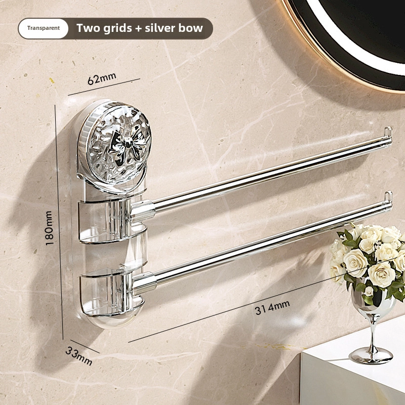 Suction Cup Towel Rack Internet Celebrity Punch-free Wall-mounted Rotating Rack Bathroom Towel Bar Multi-bar Multi-function Rack