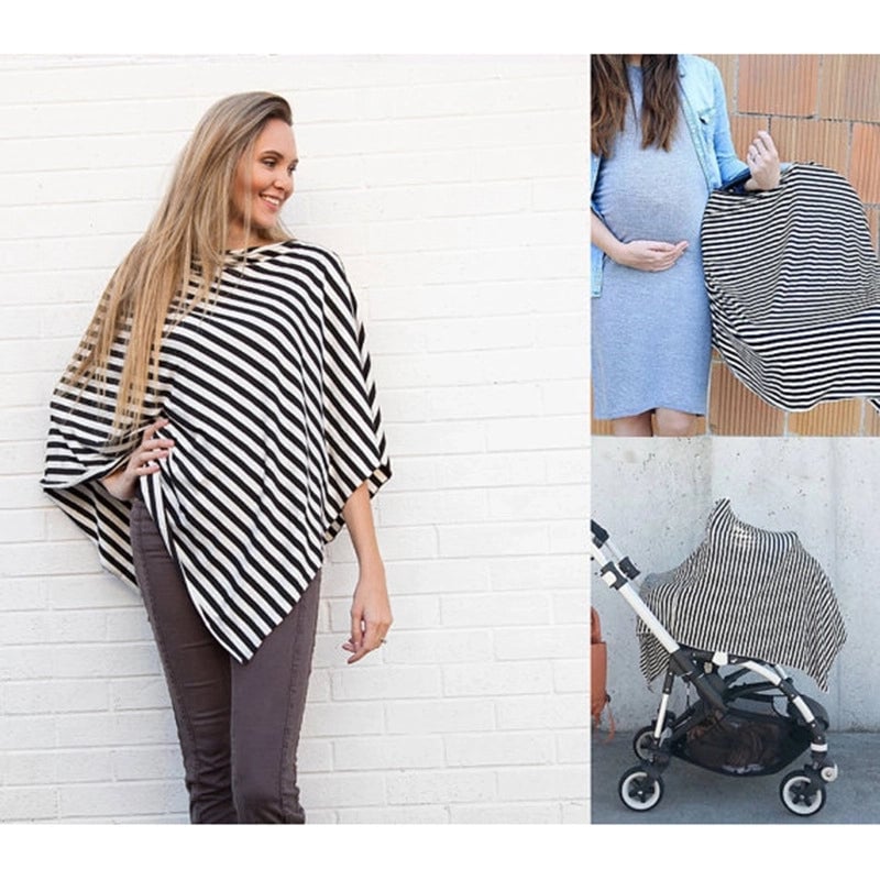 Shame Stripe Lactation Shawl Scarf Baby Cover Car Towel Nursing Scarf Anti-Light