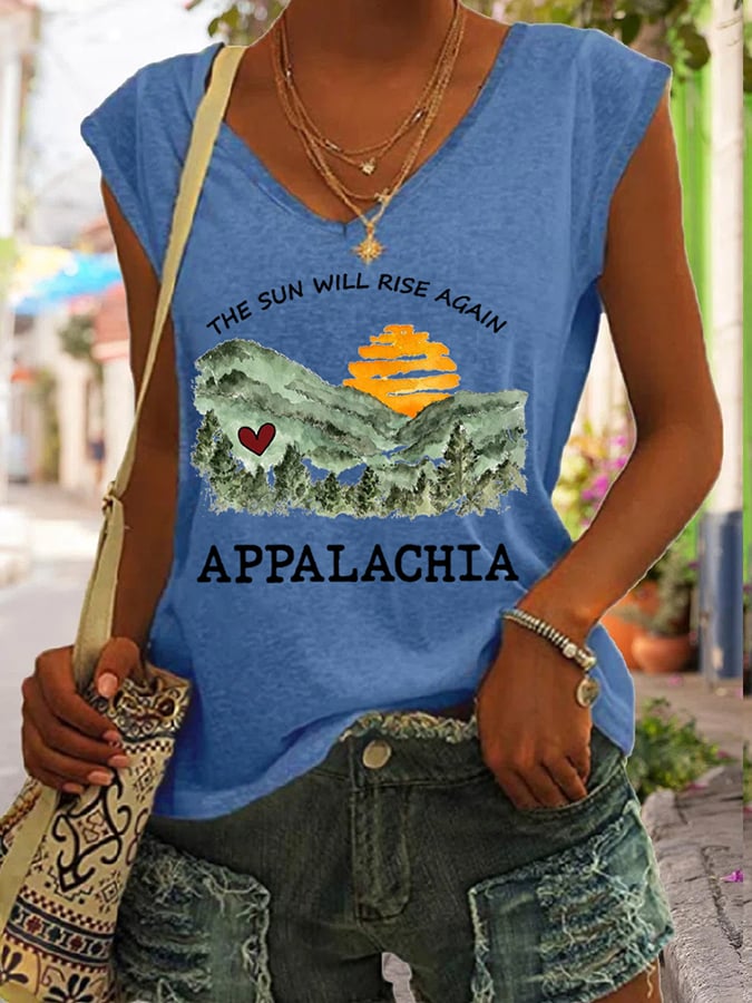 Women's Appalachia Strong. The Sun Will Rise Again Printed Casual Tank Top