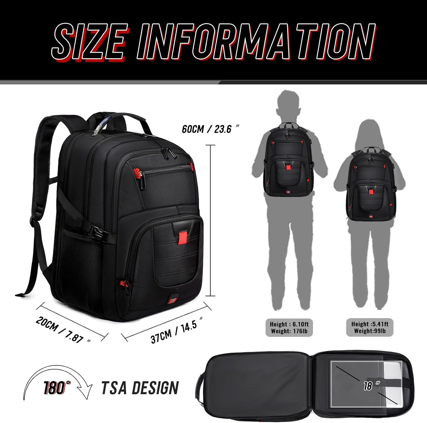 Z-MGKISS Travel Backpack, 50L Extra Large Travel Laptop backpack, Travel Backpack for Men Women with TSA Airline Approved Luggage Bussiness Backpack, Black