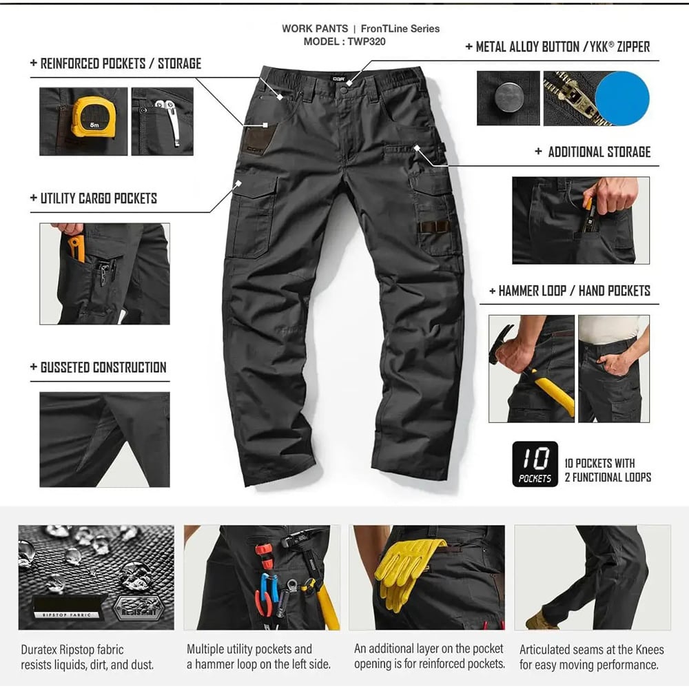 ⚡Last Day Clearance - Men's Ripstop Work Pants ,Water Resistant  Outdoor Tactical Pants
