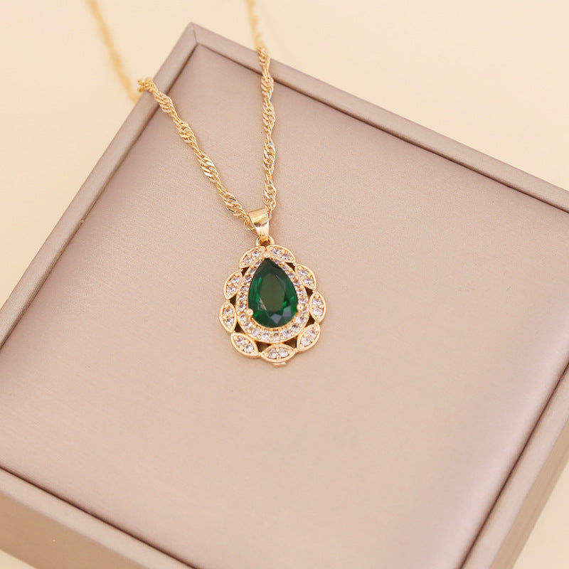 Women Chain  Droplet Glass Necklaces