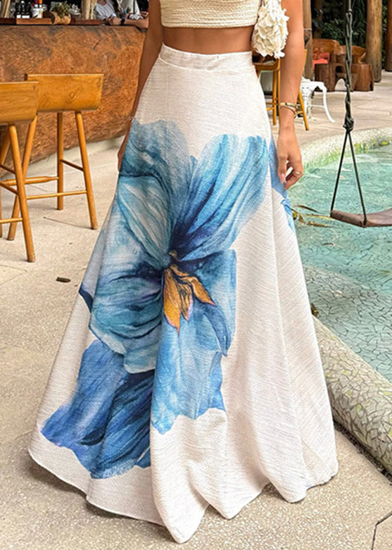 Stylish Pink Print Pockets High Waist Cotton Skirt Summer