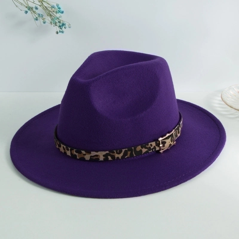 Unisex Elegant  Solid Color Big Eaves Flat Eaves Fedora Hat