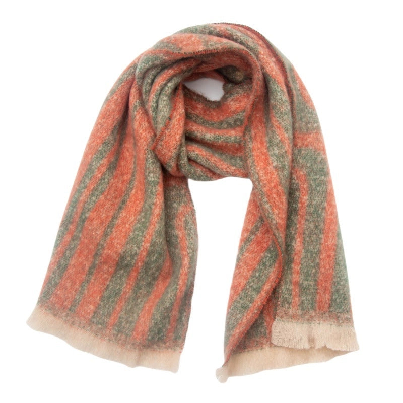Women's Casual Minimalist Stripe Polyester Scarf