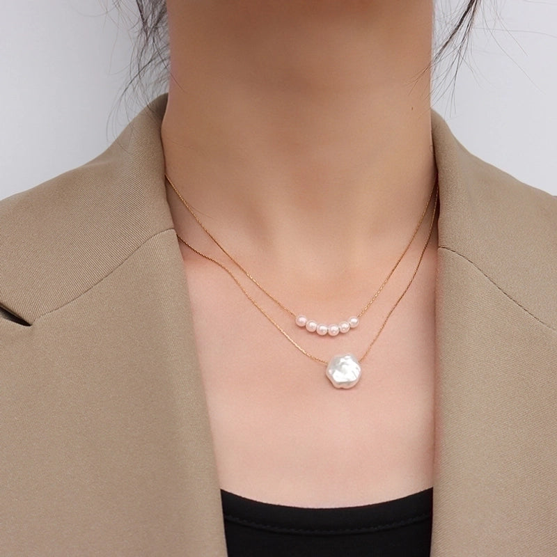 Pearl 304 Stainless Steel 18K Gold Plated Plating Necklace