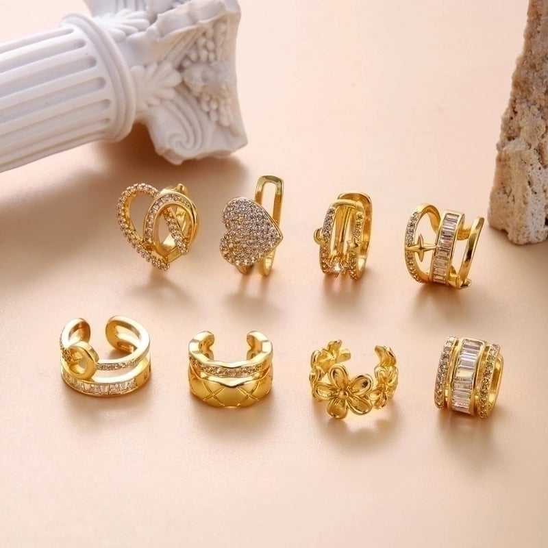 1 Piece Ear Cartilage Rings & Studs Cute Cool Style Geometric Heart Shape Copper Plating Inlay Zircon