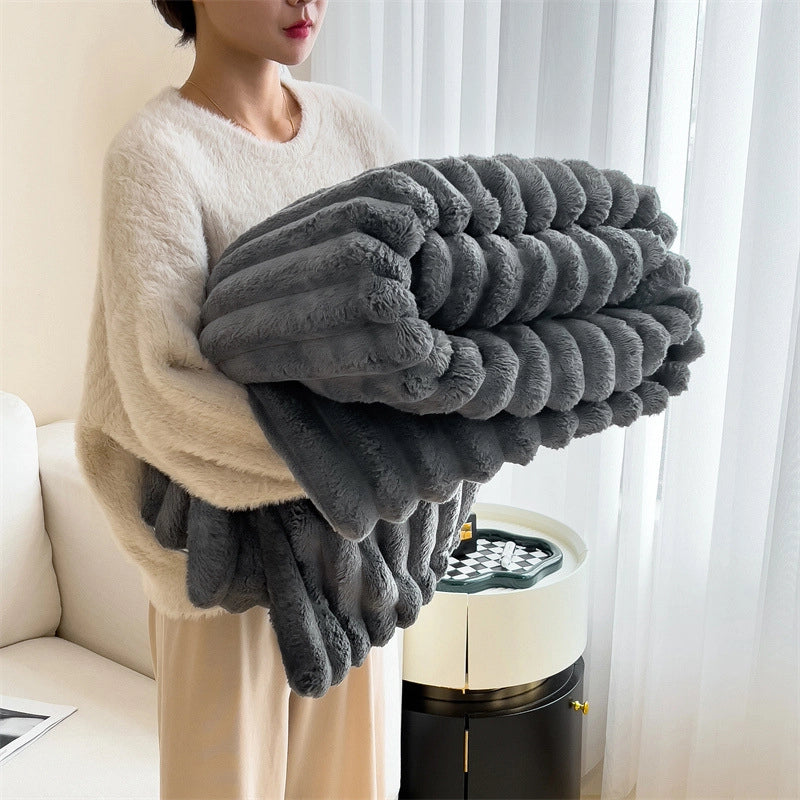 Rabbit Plush Blanket Multifunctional Nap Blanket Faleirong Summer Air-conditioning Quilt Small Blanket Sofa Cover Blanket Car Blanket