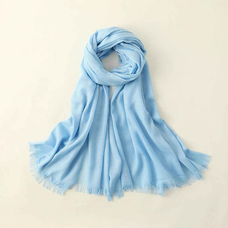 Women's Elegant Solid Color Cotton Silk Scarves