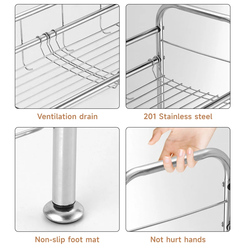 Home Kitchen Organizer Counter Chopstick Holder Storage Rack Metal Stainless Steel Dish Rack