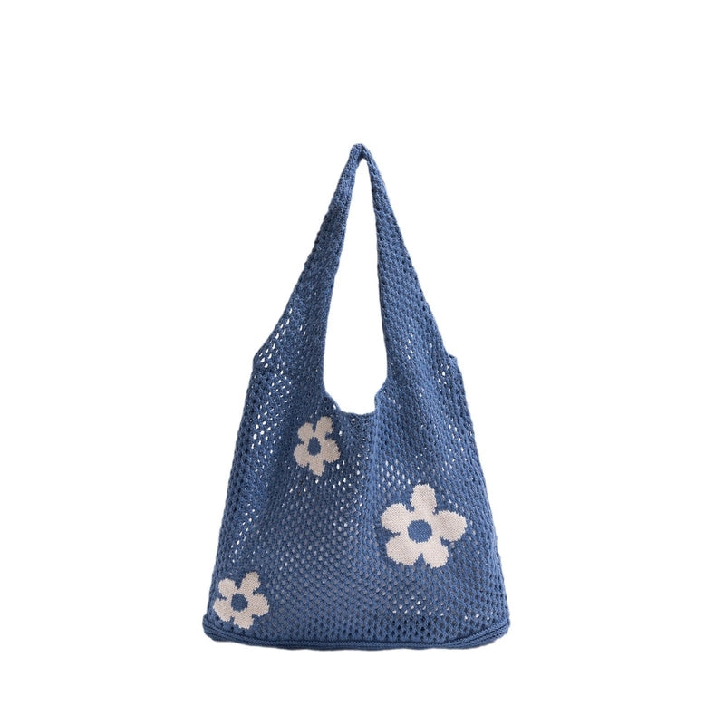 Women's Medium Polyester Flower Cute Square Open Tote Bag