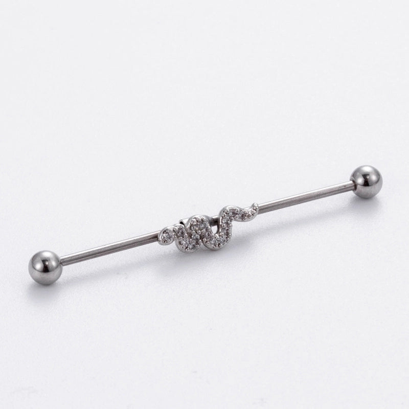 1 Piece Ear Cartilage Rings & Studs Vintage Style Cross Heart Shape Snake 316L Stainless Steel  Copper Plating Inlay Zircon
