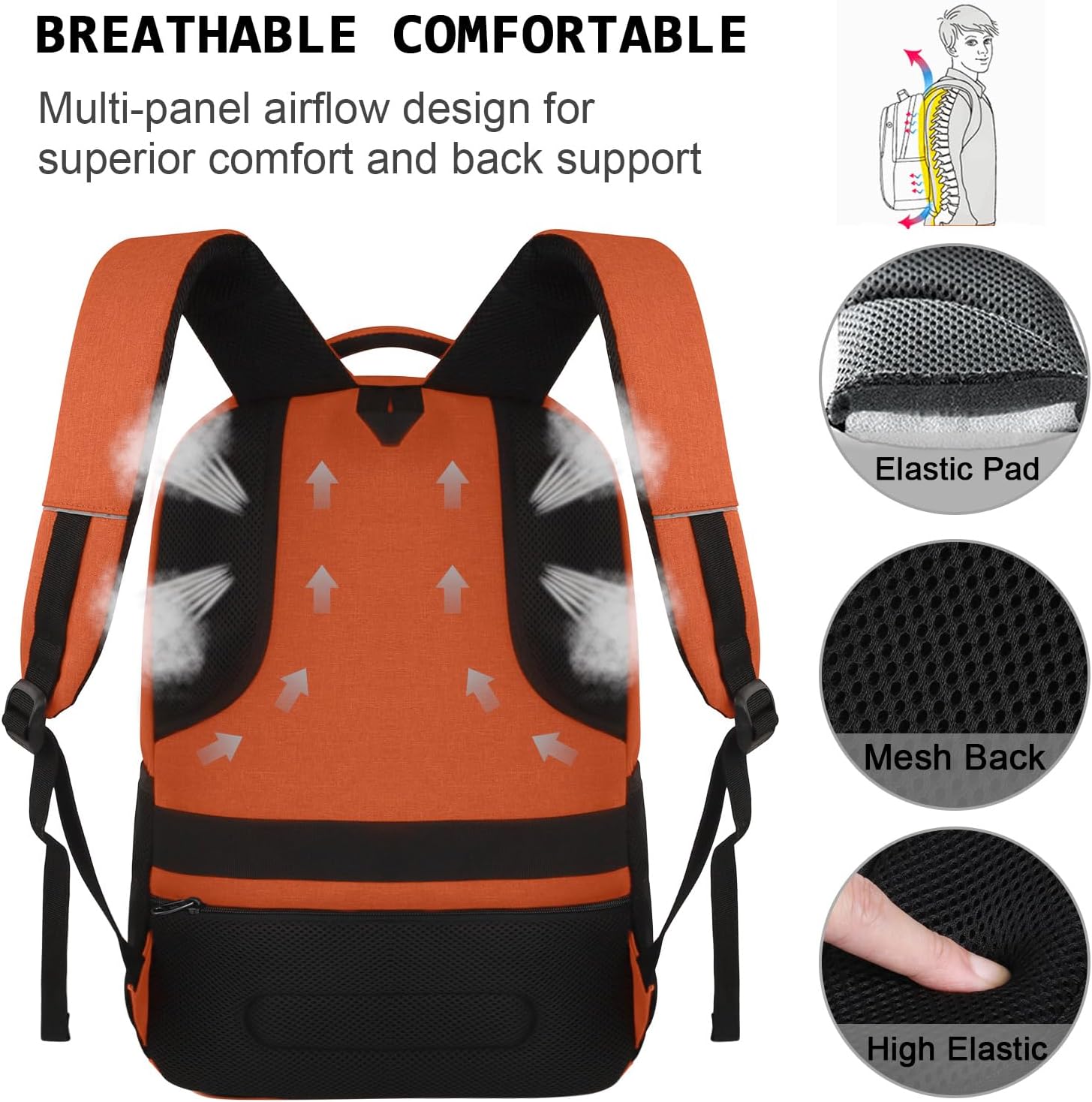 Laptop Backpack,Business Travel Anti Theft Slim Durable Laptops Backpack with USB Charging Port,Water Resistant College Computer Bag for Women & Men Fits 15.6 Inch Laptop and Notebook - Black