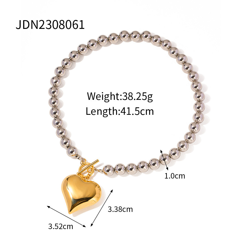 Jie Ding Stainless Steel Love Pendant Necklace Clavicle Chain Titanium Steel Necklace