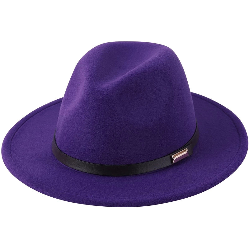 Style Vintage Solid Color Flat Rim Jazz Hat Men's British Belt Decorative Big Brim Top Hat Women