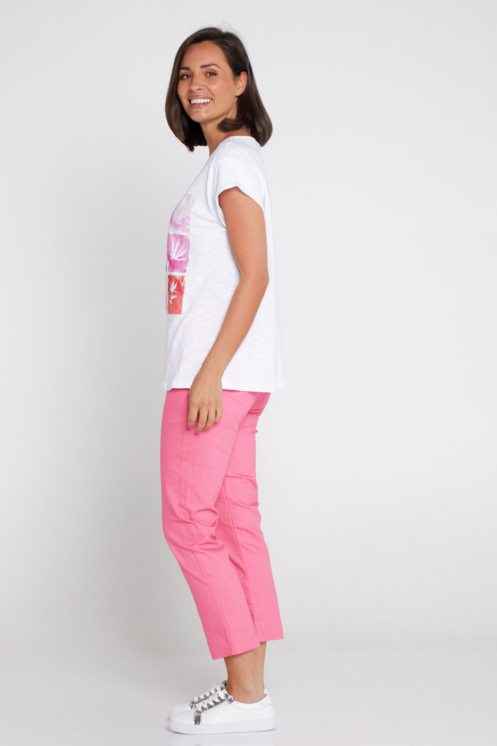 Kayla Pull On 7/8 Stretch Pants - Watermelon