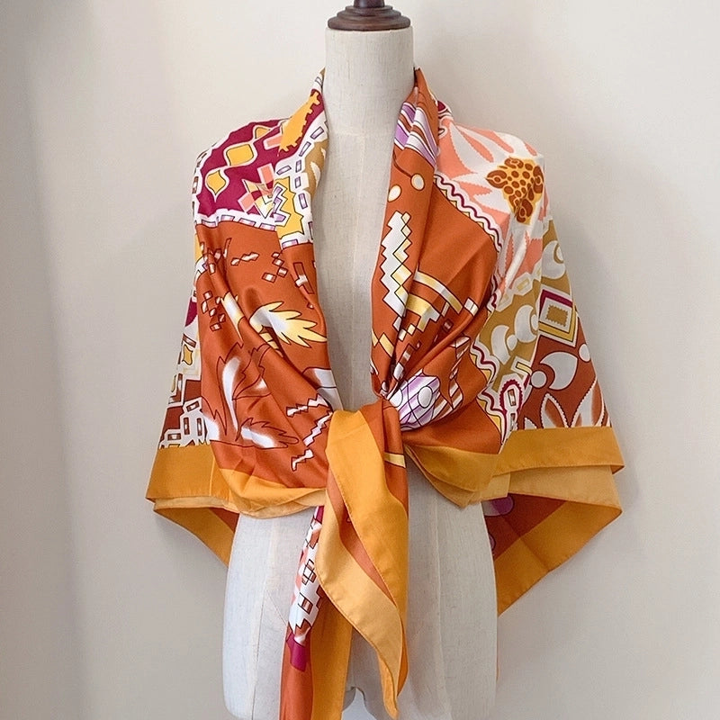 Women's Elegant Minimalist Plant Polyester Silk Scarf