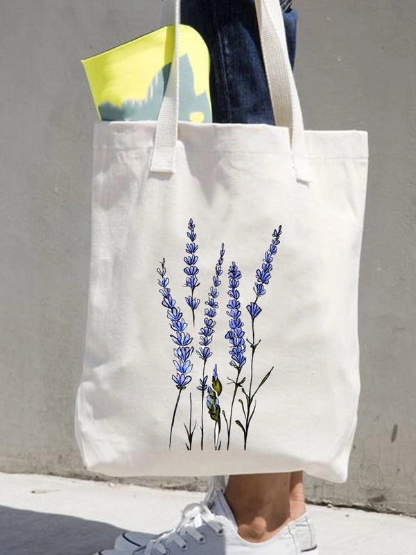 Women's Printed Shopping Bag Casual Shopping Handbag Women's Shoulder Bag Large Capacity New Artistic Fresh Women's Bag