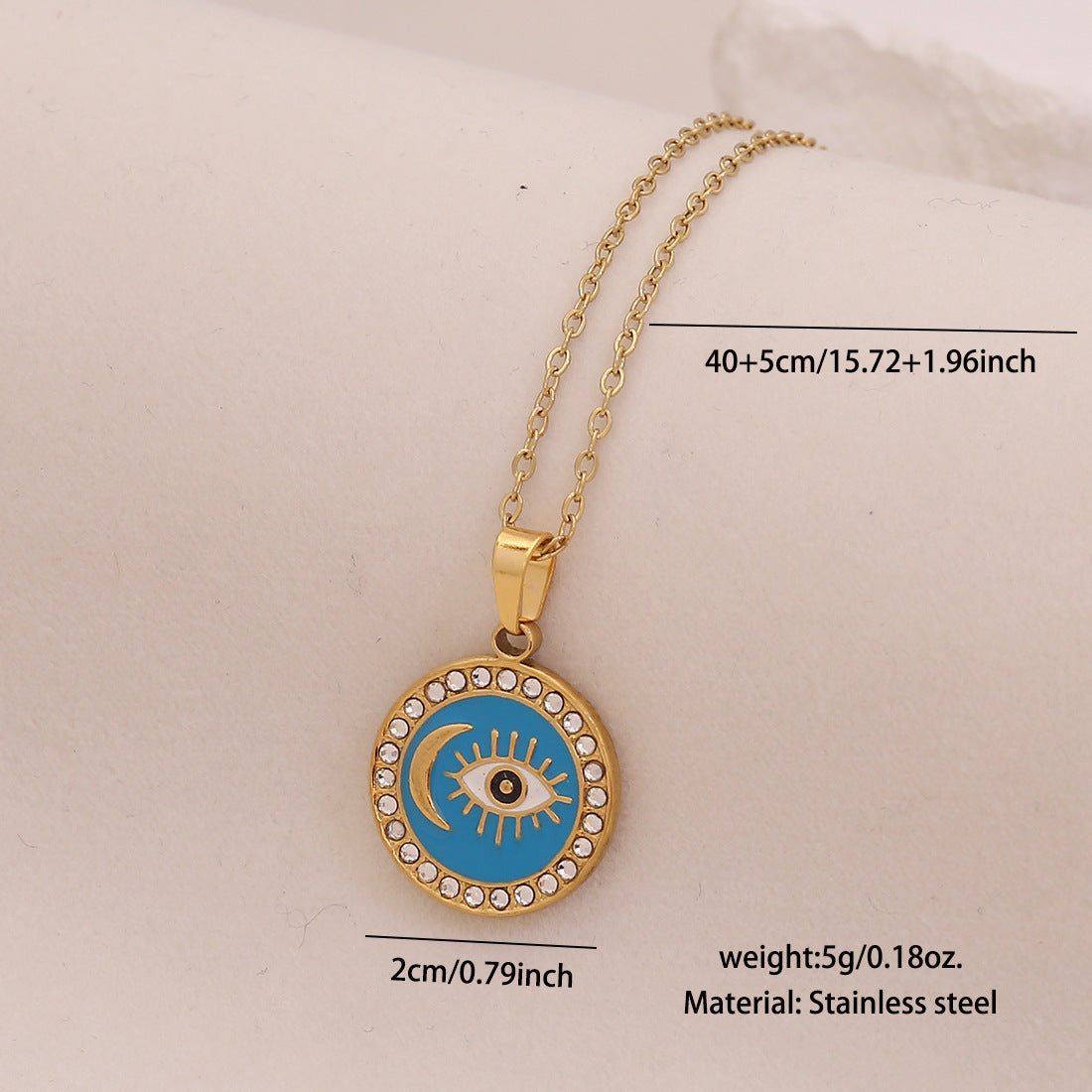 Star Moon Stainless Steel Pendant Necklace Devil'S Eye Necklace N1581