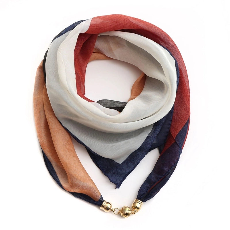 Women's Classic Style Splicing Polka Dots Flower Polyester Printing Silk Scarf