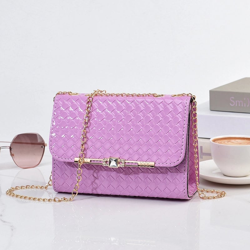 Women's Medium Pu Leather Lingge Streetwear Flip Cover Square Bag