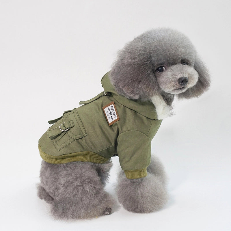 Autumn/winter Season Pet Clothes Dog Cotton Coat Fleece-lined Two-legged Dog Clothing Fashionable Pet Outfit