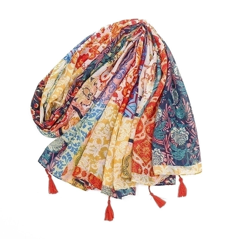 Women'S Bohemian Geometric Cotton And Linen Scarf