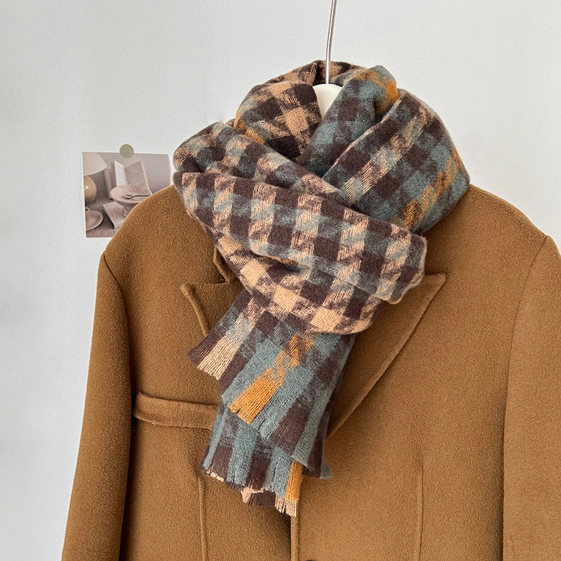 New Contrast Color  Scarf Women's Casual Fashion Texture Shawl National Fashion Warm Scarf