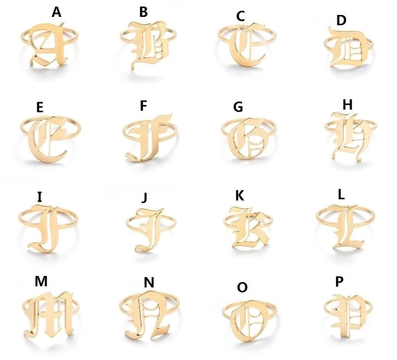 Retro Letter 201 Stainless Steel 18K Gold Plated Rings