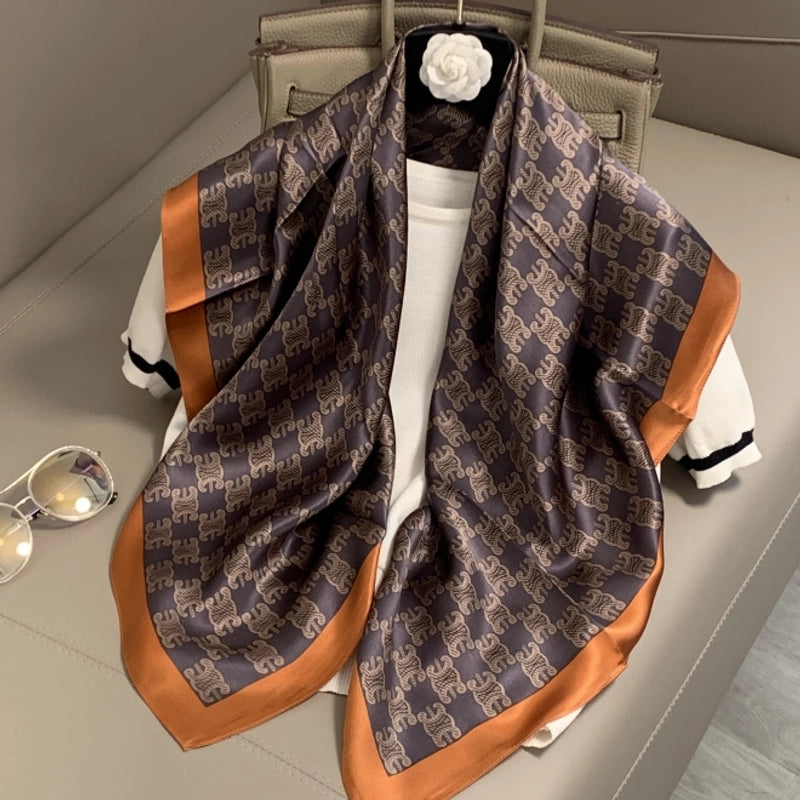 Women's Elegant Minimalist Printing Silk Printing Silk Scarf